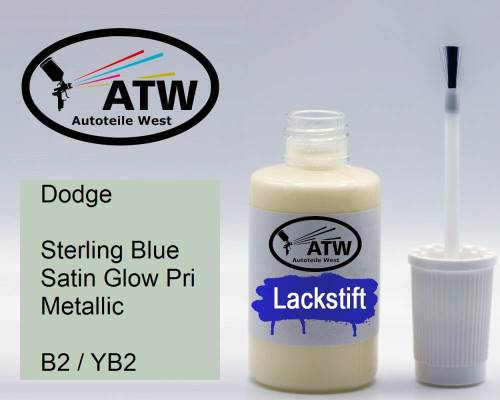 Dodge, Sterling Blue Satin Glow Pri Metallic, B2 / YB2: 20ml Lackstift, von ATW Autoteile West.